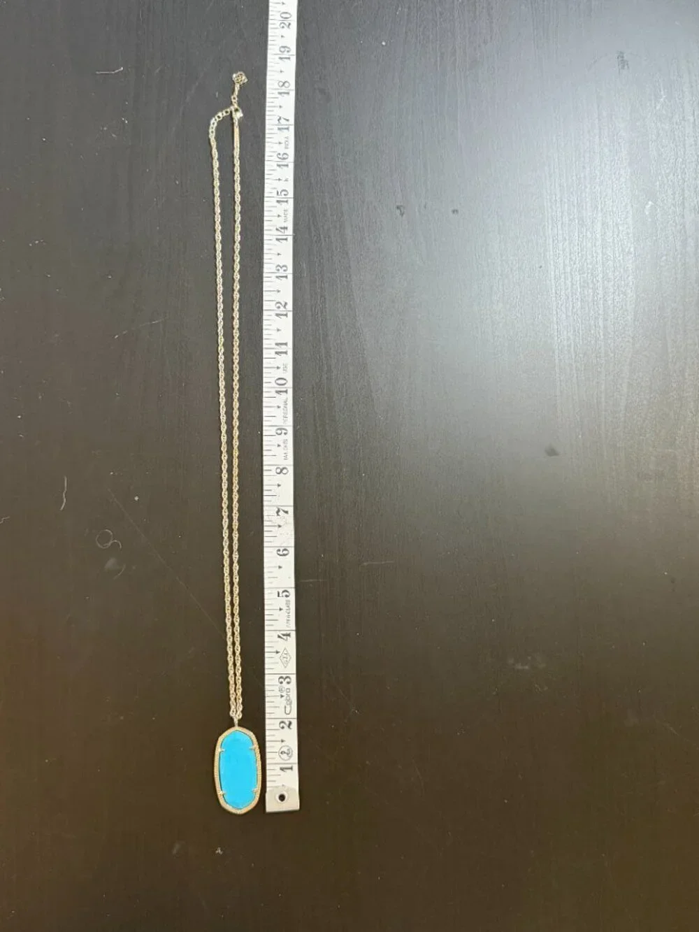 Kendra Scott Rae Long Necklace Pendant Turquoise with Gold Tone Long Chain